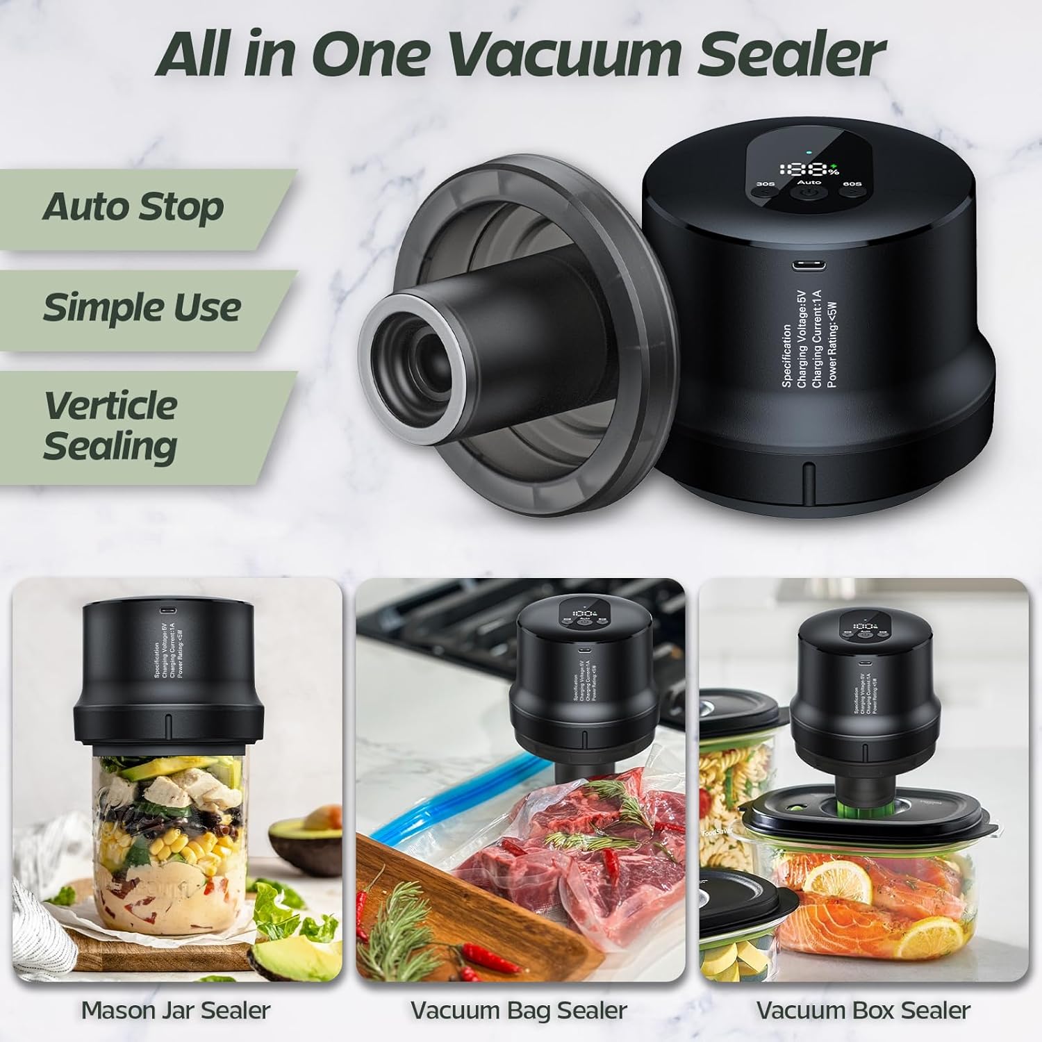 Jarfresh 2025 Upgrade Mason Jar Vacuum Sealer