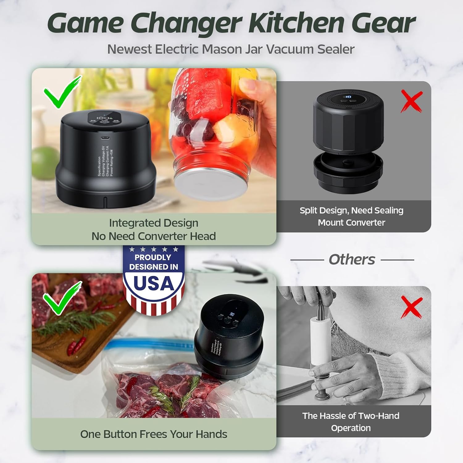 Jarfresh 2025 Upgrade Mason Jar Vacuum Sealer