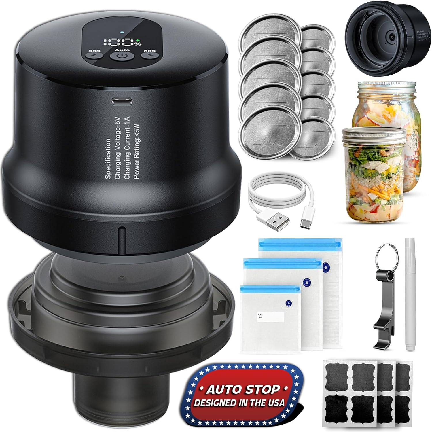 Jarfresh 2025 Upgrade Mason Jar Vacuum Sealer