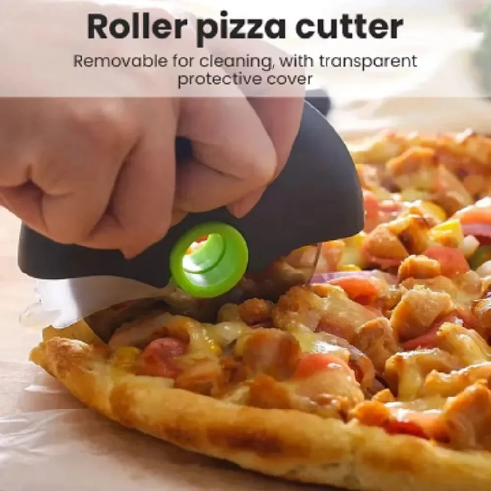 Pizza knife with a protective hand cover