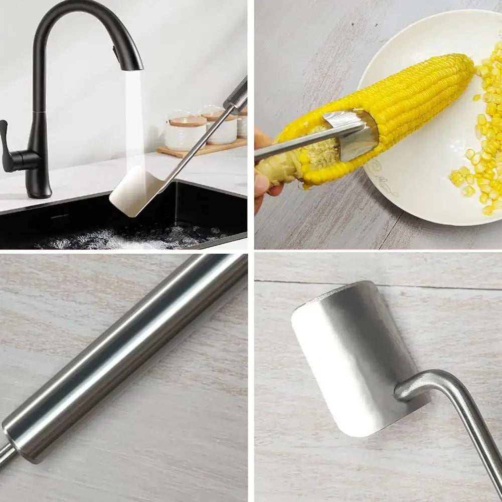 Food-grade Stainless Steel Corn Peeler Tool with Long Handle